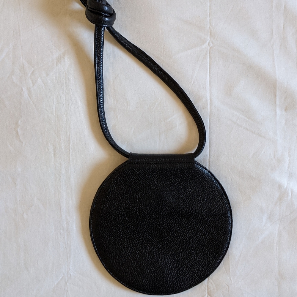 Black Soft Leather Circle Belt Bag